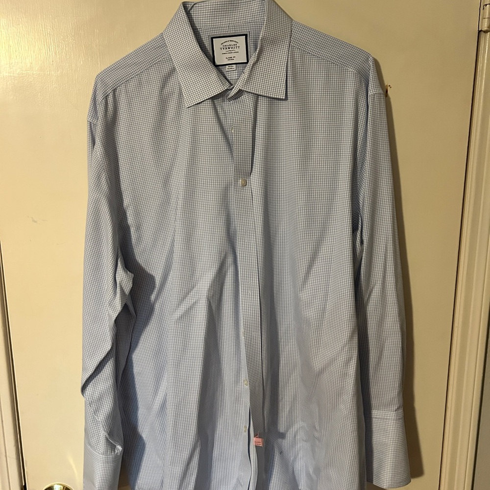 Men's Blue Checkered Shirt Charles Tyrwhitt